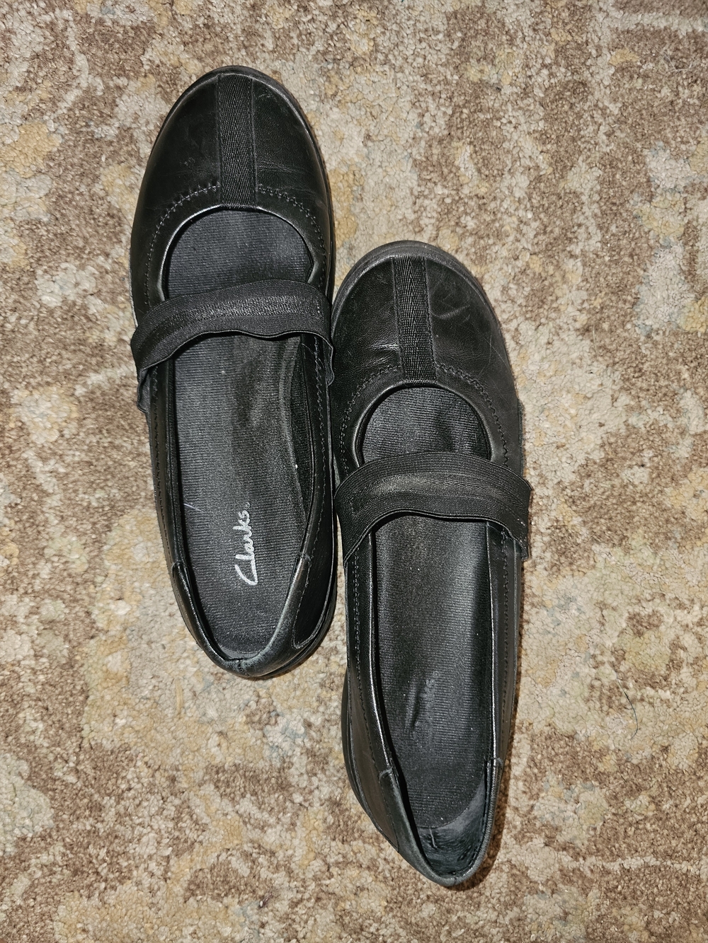 Clarks Black Mary Jane Strap Flats